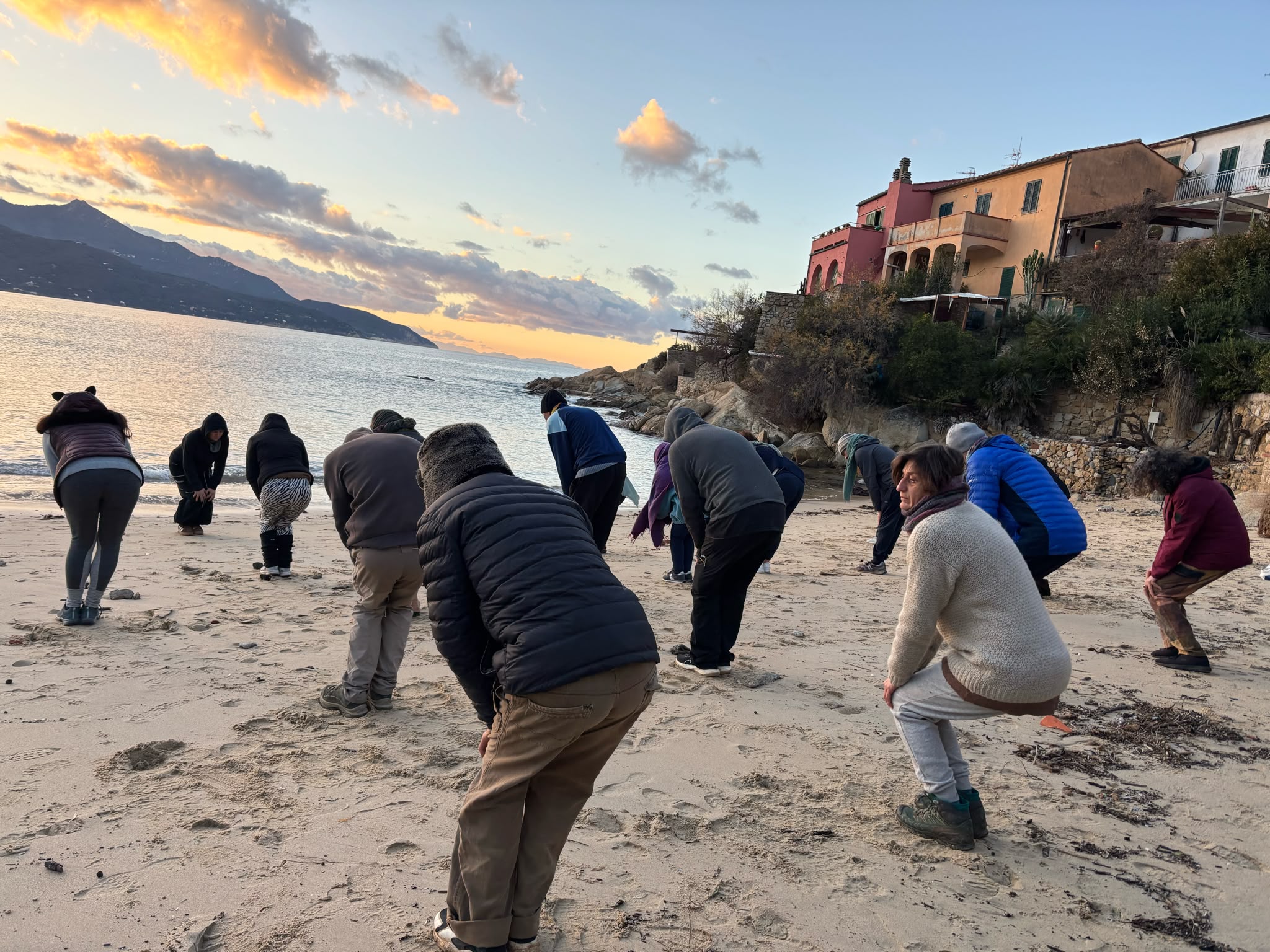 Gruppo sulla spiaggia all'Isola d'Elba